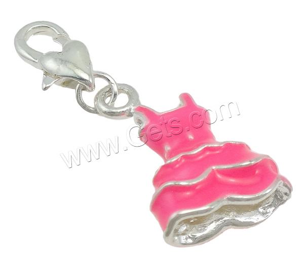 Zinc Alloy Lobster Clasp Charm, Skirt, plated, Customized & enamel, more colors for choice, 14x33x6mm, Hole:Approx 3x5mm, Sold By PC