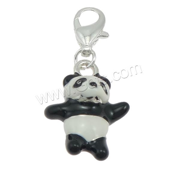 Zinc Alloy Lobster Clasp Charm, Panda, plated, Customized & enamel, more colors for choice, 15.5x33x8mm, Hole:Approx 4x4mm, Sold By PC