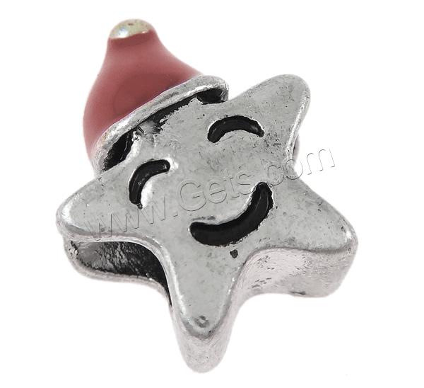 European Christmas Beads, Zinc Alloy, Star, plated, Customized & without troll & enamel, more colors for choice, 12x15x8mm, Hole:Approx 5mm, Sold By PC