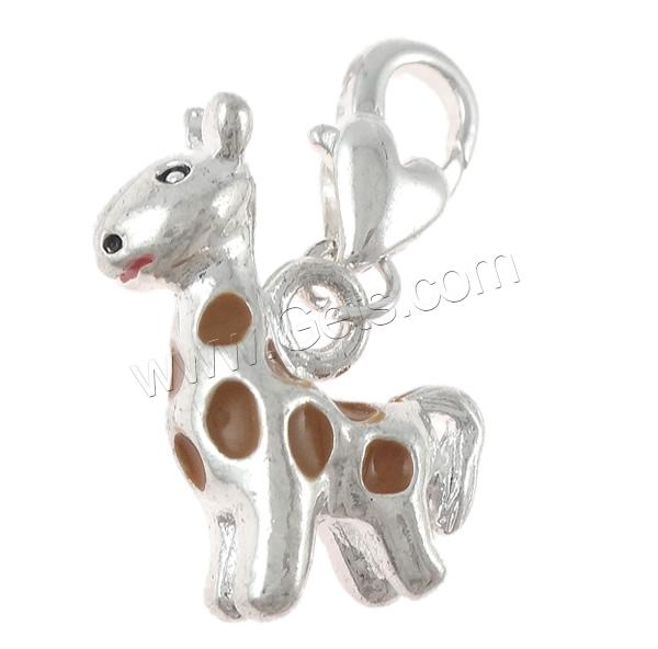 Zinc Alloy Lobster Clasp Charm, Giraffe, plated, Customized & enamel, more colors for choice, 6x25x17mm, Hole:Approx 4x5mm, Sold By PC
