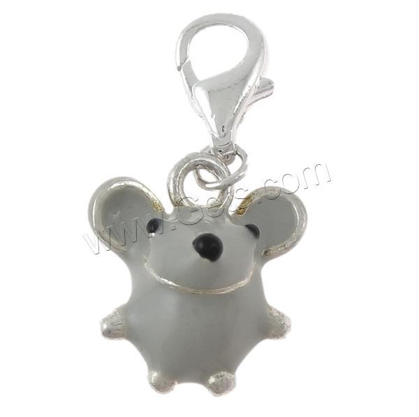 Zinc Alloy Lobster Clasp Charm, Mouse, plated, Customized & enamel, more colors for choice, 16x29x11mm, Hole:Approx 4x4mm, Sold By PC