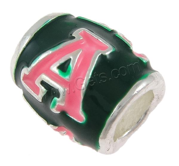 Zinc Alloy European Alphabet Beads, Drum, plated, Customized & with letter pattern & without troll & enamel, more colors for choice, 10x11mm, Hole:Approx 5mm, Sold By PC