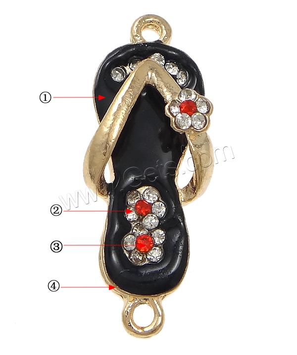 Enamel Zinc Alloy Connector, Shoes, plated, Customized & with rhinestone & 1/1 loop, more colors for choice, nickel, lead & cadmium free, 13x32x8mm, Hole:Approx 2mm, Sold By PC