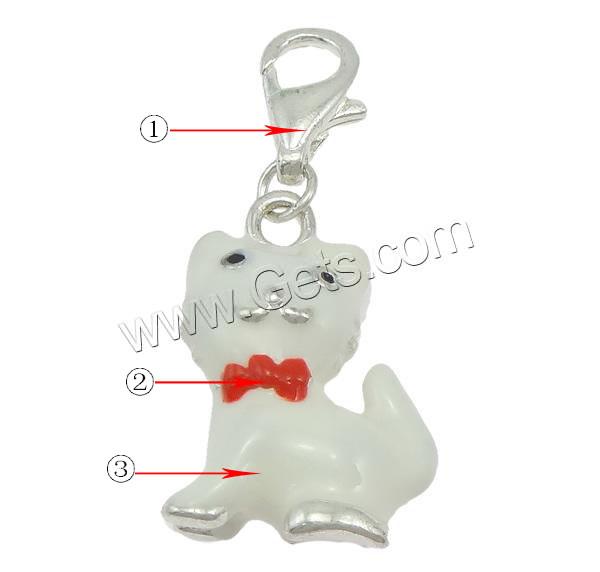 Zinc Alloy Lobster Clasp Charm, Cat, plated, Customized & enamel, more colors for choice, 16x30x12.5mm, Hole:Approx 4x4mm, Sold By PC