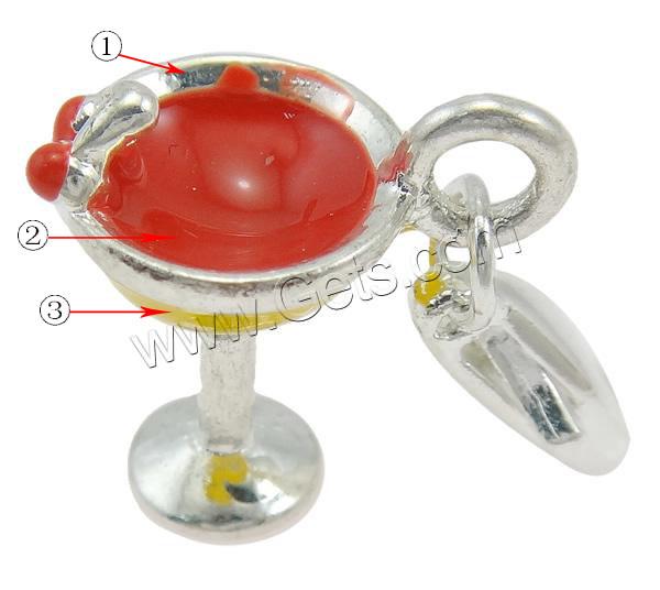 Zinc Alloy Lobster Clasp Charm, Cup, plated, Customized & enamel, more colors for choice, 10x30mm, Hole:Approx 4x4mm, Sold By PC