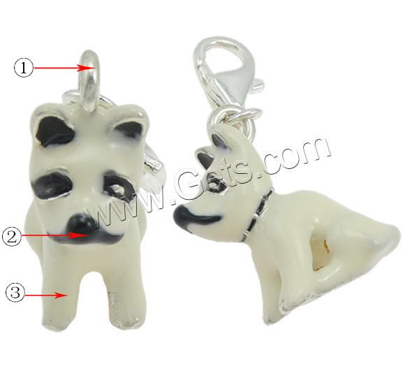Zinc Alloy Lobster Clasp Charm, Dog, plated, Customized & enamel, more colors for choice, 8x33x15mm, Hole:Approx 4x4mm, Sold By PC