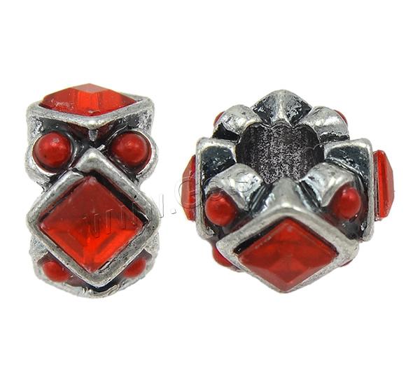 Rhinestone Zinc Alloy European Beads, Rondelle, plated, Customized & with plastic pearl & without troll & with rhinestone, more colors for choice, 7x12mm, Hole:Approx 5mm, Sold By PC