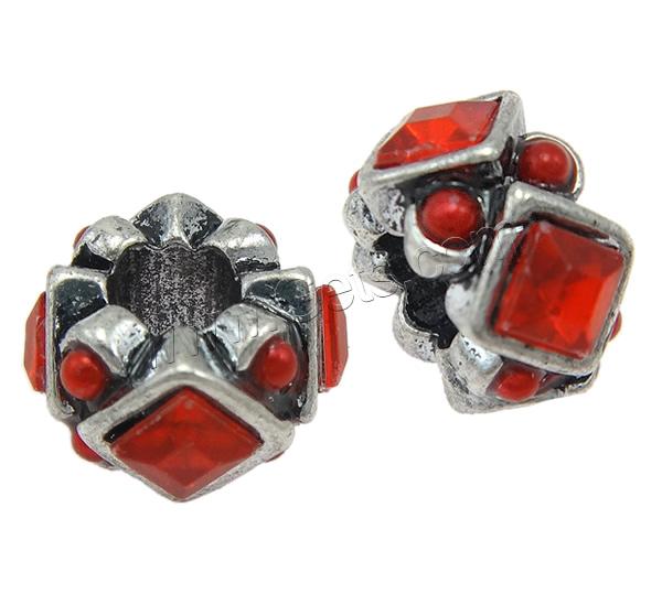 Rhinestone Zinc Alloy European Beads, Rondelle, plated, Customized & with plastic pearl & without troll & with rhinestone, more colors for choice, 7x12mm, Hole:Approx 5mm, Sold By PC