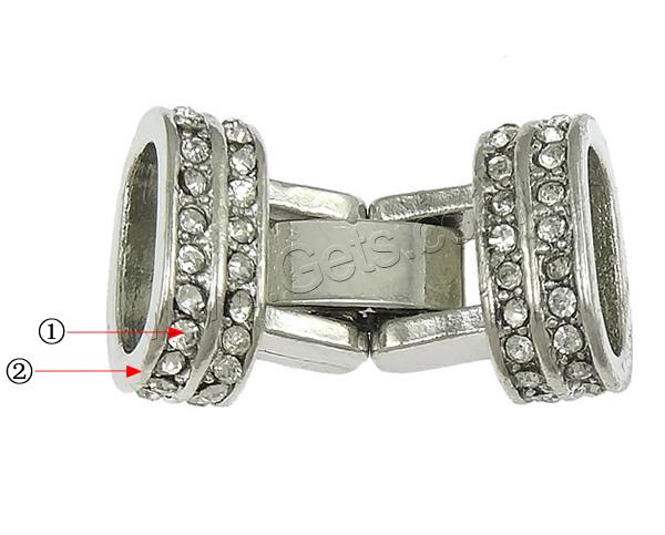 Zinc Alloy Fold Over Clasp, plated, Customized & with rhinestone, more colors for choice, nickel, lead & cadmium free, 26x14x9mm, Hole:Approx 5x10mm, Sold By PC
