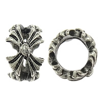 Zinc Alloy Large Hole Beads, Flower, plated, blacken nickel, lead & cadmium free Approx 7mm 