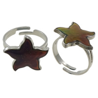 Mood Finger Ring, Brass, with Iron, Starfish, platinum color plated, adjustable & change their color according to the temperature, nickel, lead & cadmium free US Ring .5 