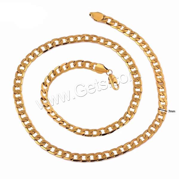 Gets® Jewelry Necklace, Brass, 18K gold plated, different size for choice & curb chain, nickel, lead & cadmium free, Length:Approx 23.5 Inch, Sold By Strand