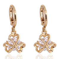 Gets® Jewelry Earring, Brass, Flower, 18K gold plated, with cubic zirconia, nickel, lead & cadmium free 