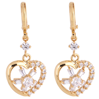 Gets® Jewelry Earring, Brass, Heart, 18K gold plated, with cubic zirconia, nickel, lead & cadmium free 