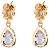 Gets® Jewelry Earring, Brass, Teardrop, 18K gold plated, with cubic zirconia, nickel, lead & cadmium free, 22mm 