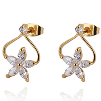 Gets® Jewelry Earring, Brass, Flower, 18K gold plated, with cubic zirconia nickel, lead & cadmium free, 19mm 