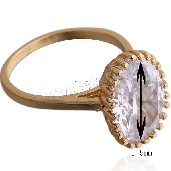 Gets® палец кольцо, Латунь, Овальная форма, 18K золотым напылением, разный размер для выбора & с кубическим цирконием, не содержит никель, свинец, 15mm, продается PC