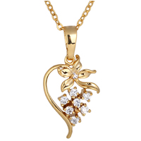 Gets® Jewelry Necklace, Brass, Heart, 18K gold plated, oval chain & with cubic zirconia, nickel, lead & cadmium free, 30mm Approx 18 Inch 