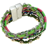Fashion Bracelet Hipanema brésilien, corde de cire, avec corde de laine & corde en nylon & fer, Alliage de zinc fermoir magnétique, à fils multiples, multicolore, 46mm Environ 7.5 pouce, Vendu par PC