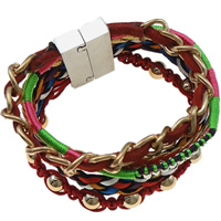 Fashion Bracelet Hipanema brésilien, corde de cire, avec chaîne en laiton & corde de laine & corde de cire & fer, Alliage de zinc fermoir magnétique, à fils multiples, multicolore, 41mm Environ 7 pouce, Vendu par PC