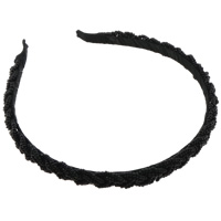 Hair Bands, Glass Seed Beads, with Cloth & Iron, black 