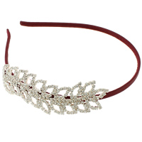 Hair Bands, Zinc Alloy, with Cloth & Iron, Leaf, gold color plated, with rhinestone, deep red, nickel, lead & cadmium free 
