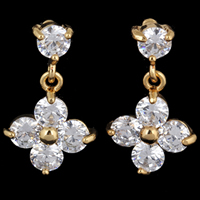 Gets® Jewelry Earring, Brass, Four Leaf Clover, 18K gold plated, with cubic zirconia nickel, lead & cadmium free, 18mm