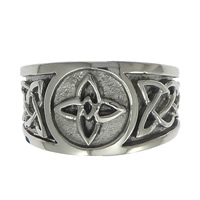 Men Stainless Steel Ring in Bulk, carved & blacken, 12mm, US Ring 