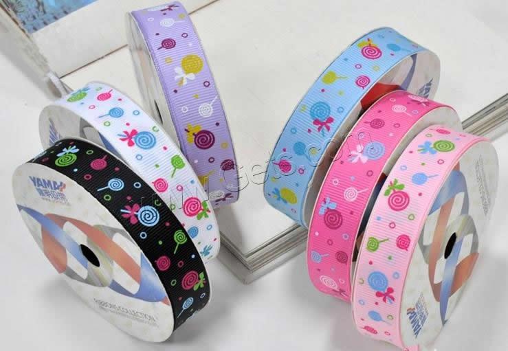 Grosgrain Ribbon, printing, different size for choice & single-sided, mixed colors, 5PCs/Lot, 100Yards/PC, Sold By Lot
