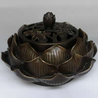 Brass Buddhist Flower Incense Burner, antique bronze color plated, Buddhist jewelry, lead & cadmium free 
