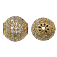 Cubic Zirconia Micro Pave Brass Beads, Round, plated, micro pave 129 pcs cubic zirconia 12mm Approx 0.8mm 
