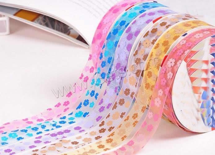 Organza Ribbon, printing, different size for choice & with flower pattern & single-sided, mixed colors, 3PCs/Lot, 200Yards/PC, Sold By Lot