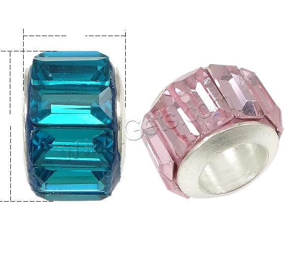 Perles European en alliage de zinc, avec verre, rondelle, Placage, normes différentes pour le choix & alliage de zinc à noyau simple sans filetage, plus de couleurs à choisir, protéger l'environnement, sans nickel, plomb et cadmium, Vendu par PC