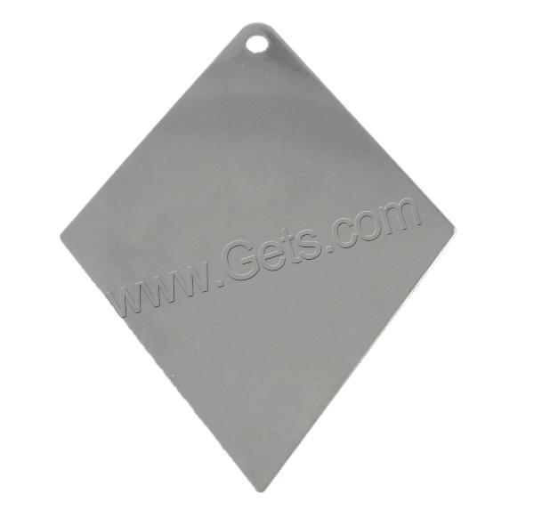 Stainless Steel Tag Charm, Rhombus, different size for choice & Customized, original color, Hole:Approx 2mm, Sold By Bag