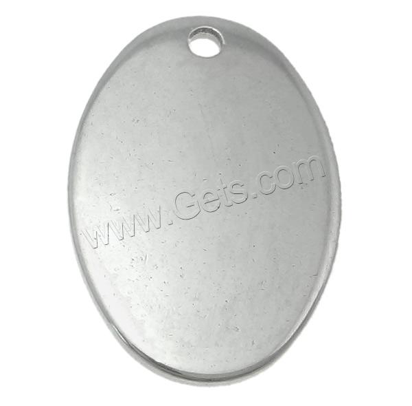 Stainless Steel Tag Charm, Flat Oval, Customized, original color, 12x17x1mm, Hole:Approx 1mm, 1000PCs/Bag, Sold By Bag