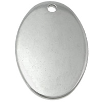 Stainless Steel Tag Charm, Flat Oval, Customized, original color Approx 1mm 