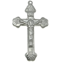 Colgante de acero inoxidable Saint, Cruz del crucifijo, color original, 18x30x2mm, agujero:aproximado 1mm, 500PCs/Bolsa, Vendido por Bolsa