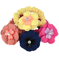 Hair Scrunchies, Cotton, with Acrylic, Flower, with rhinestone 60mm 