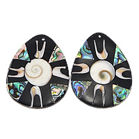 Mosaic Pattern Shell Pendants, Abalone Shell, Teardrop Approx 1mm 