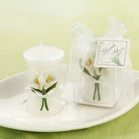 Paraffin Candles, with Satin Ribbon & Cotton, Lily 