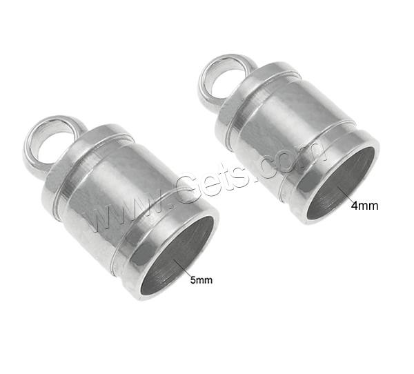 Stainless Steel End Caps, Column, different size for choice & Customized, original color, Hole:Approx 2-2.5mm, Sold By Bag