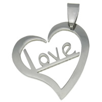 Stainless Steel Heart Pendants, word love & Customized & with letter pattern, original color Approx 