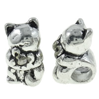 Zinc Alloy European Beads, Cat, plated, without troll 10-18mm Approx 5mm 