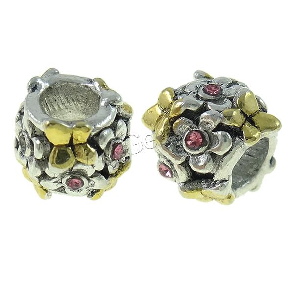 Enamel Zinc Alloy European Beads, Drum, plated, Customized & without troll & with rhinestone & large hole, more colors for choice, 9-12mm, Hole:Approx 5mm, Sold By PC