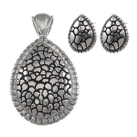 Fashion Stainless Steel Jewelry Sets, pendant & earring, Teardrop, blacken 0.7mm Approx 