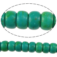 Synthetische Türkis Perlen, Rondell, grün, 4x6mm, Bohrung:ca. 1mm, Länge:ca. 16 ZollInch, ca. 142PCs/Strang, verkauft von Strang
