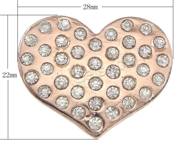 Zinc Alloy Magnetic Clasp, Heart, plated, Customized & with rhinestone, more colors for choice, nickel, lead & cadmium free, 28x22x6.5mm, Hole:Approx 15x2mm, Sold By PC