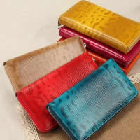 PU Leather Wallet, with Iron, Rectangle, plated, mixed colors 