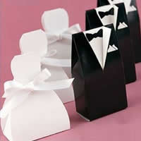 Wedding Candy Box, Paper, with Satin Ribbon, Garment, handmade  