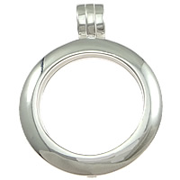 925 Sterling Silver Locket Pendant, Flat Round, plated Approx Inner Approx 20mm 